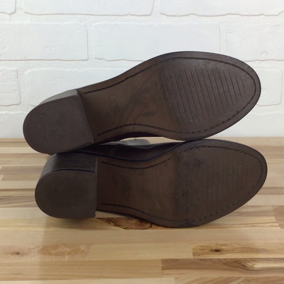 UGG maroon brown leather ankle boots chunky heeled booties rodeo southwestern 6 - Picture 8 of 15